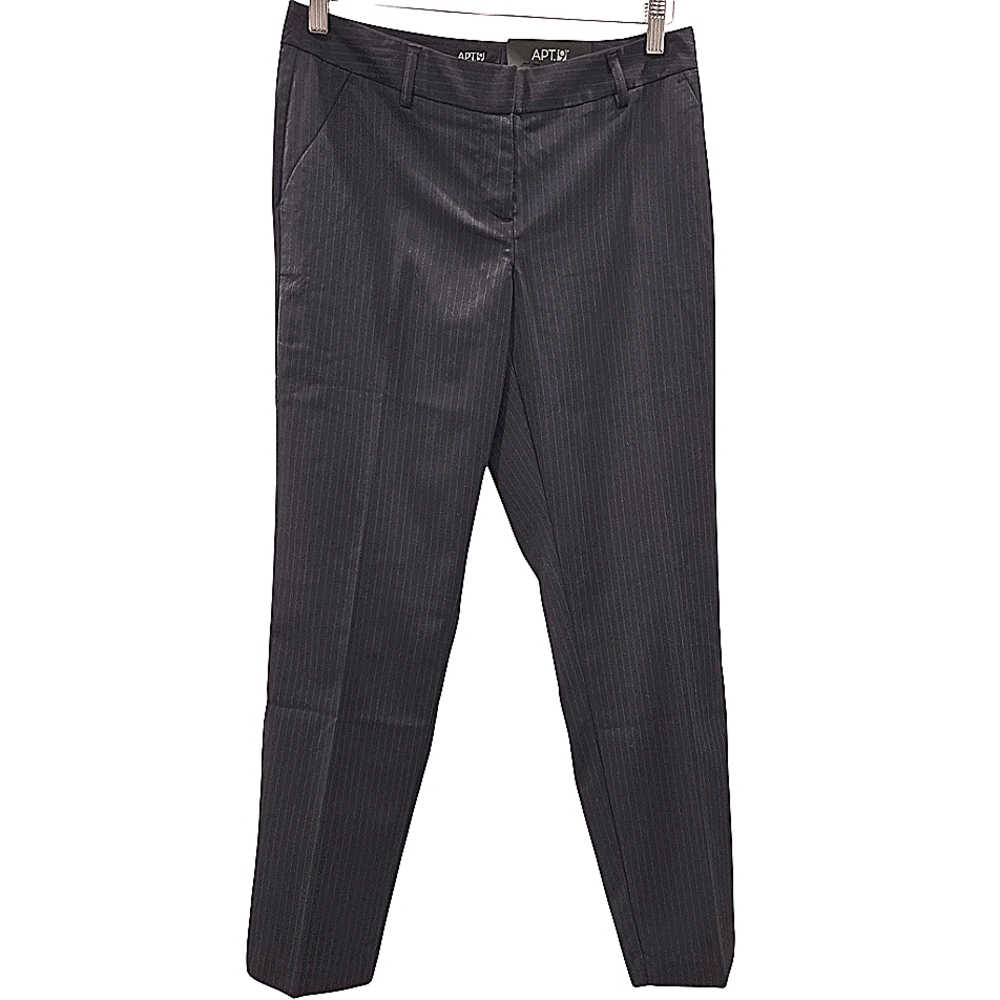 Apt. 9 Modern Fit Slim Straight Ankle Pant Women's Mid Rise Slacks Navy Stripe 4